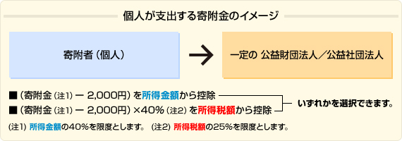 個人が支出する寄附金のイメージ