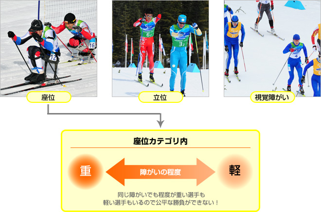 座位カテゴリー内の障がいの程度